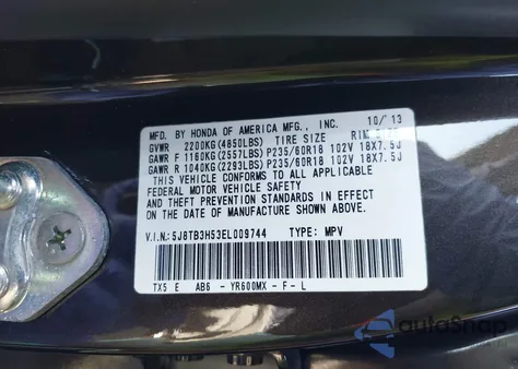 2014 Acura Rdx from USA, damaged, VIN 5J8TB3H53EL009744